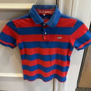 Vineyard Vines Red Blue Stripe Polo - size 7 boys